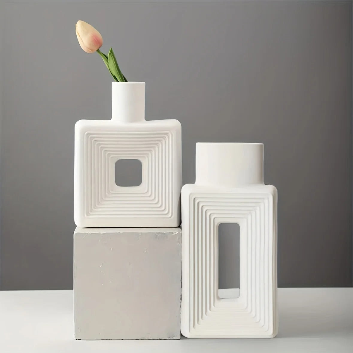 Nordic Square Vase | Full Ceramic