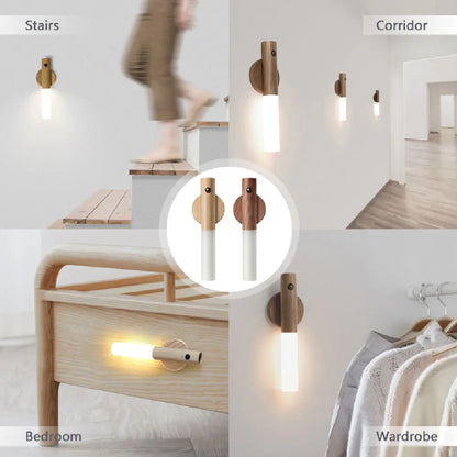 Draadloze wandlamp | Volledig hout