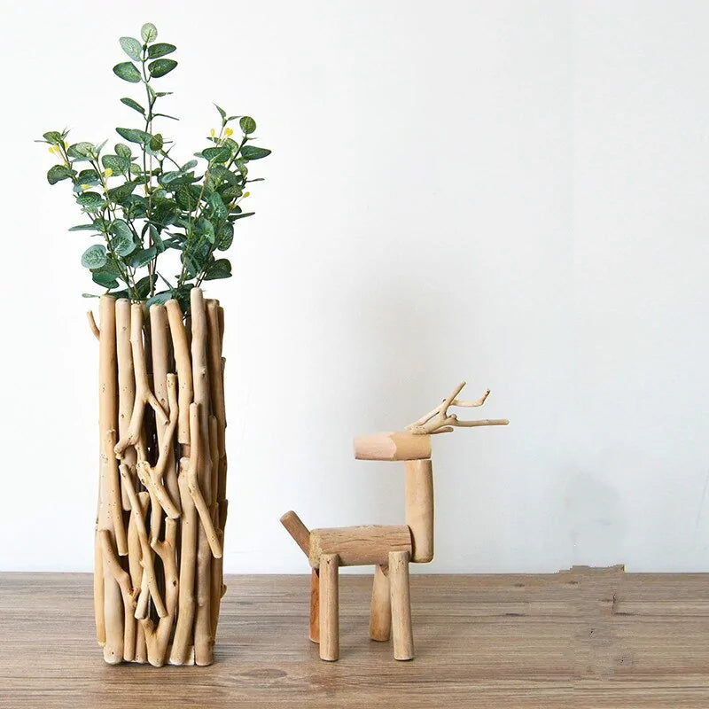 Natural Brenches Vase | Full Wood