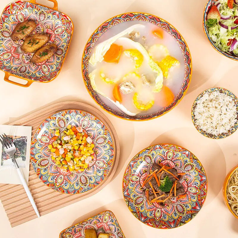 Kleurrijke vintage voedselschalen | Keramiek
