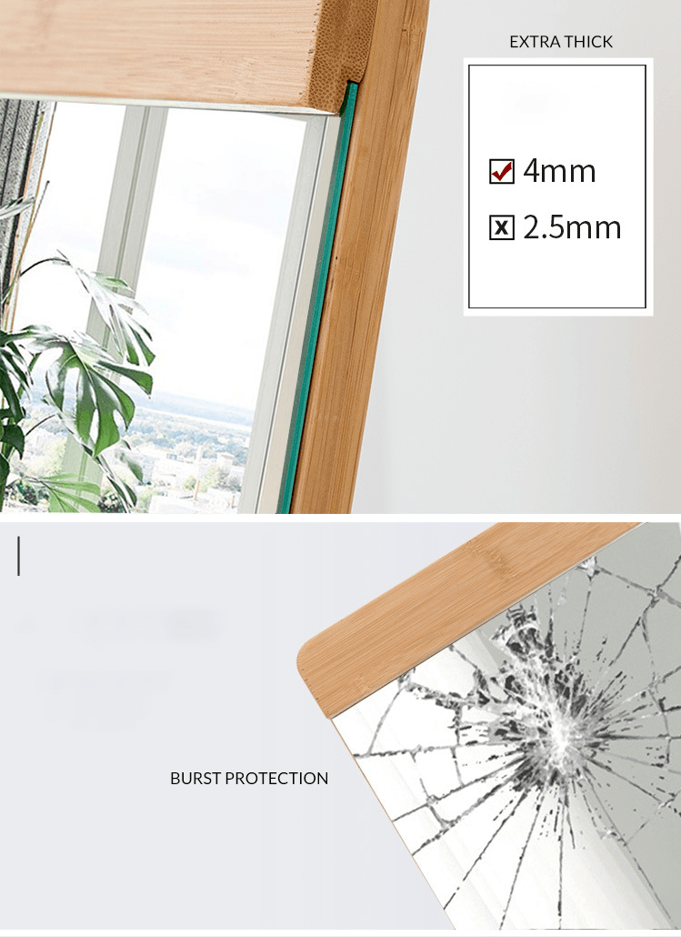 Bamboo Mirror | Standalone or Wall-Mounted | Safety Glass - JUGLANA
