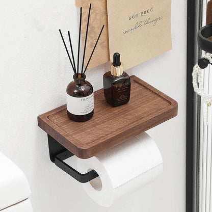Bamboo Toilet Paper Holder | Wall Mounted, Solid Wood - JUGLANA