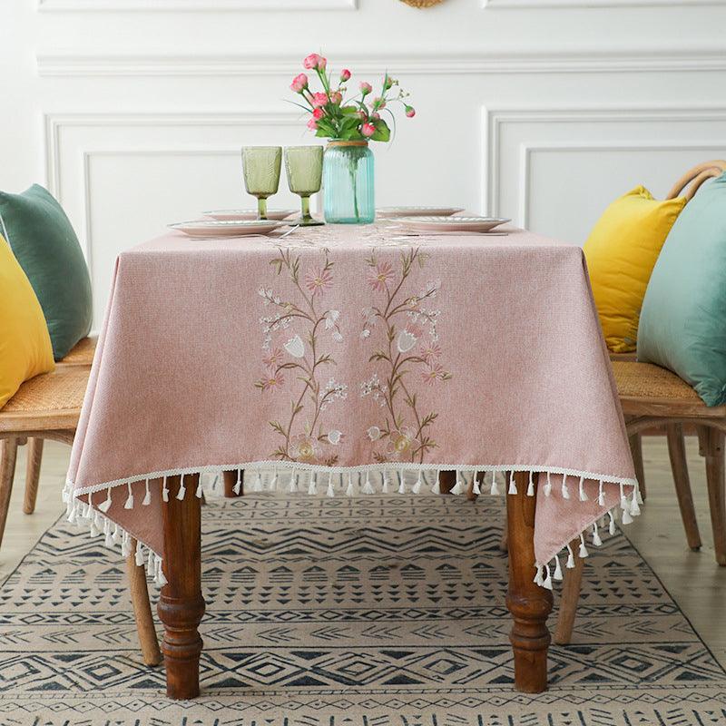 Mantel de lino y algodón para decoración de mesa, cubierta de tela