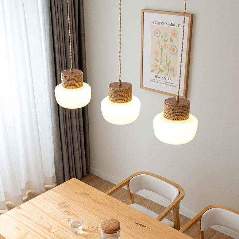 Coiled Pendant Lamp | Natural Design, Wood & Glass - JUGLANA