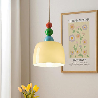 Colorful Bohemian Pendant Light | Wood & Glass, Cord Cable - JUGLANA