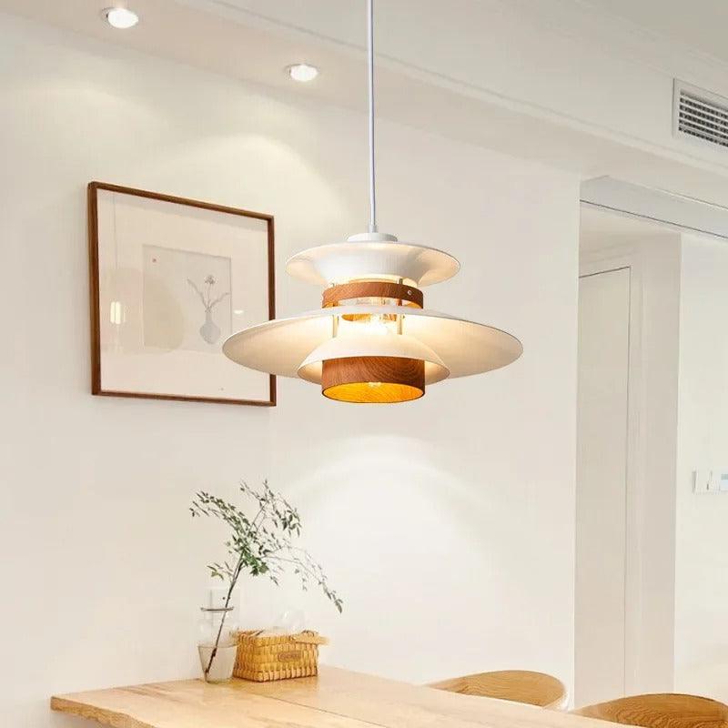 Danish Saucer Lamp | Wood Optic, Cord Cable - JUGLANA