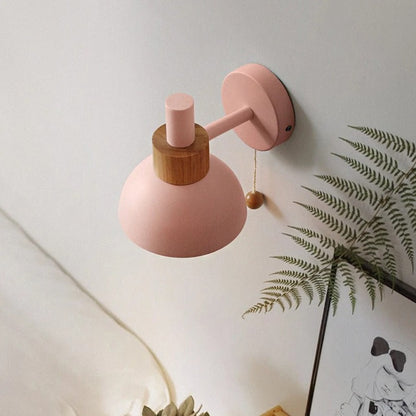 Nordic Wall Lamp | Metal & Wood, Pull Switch