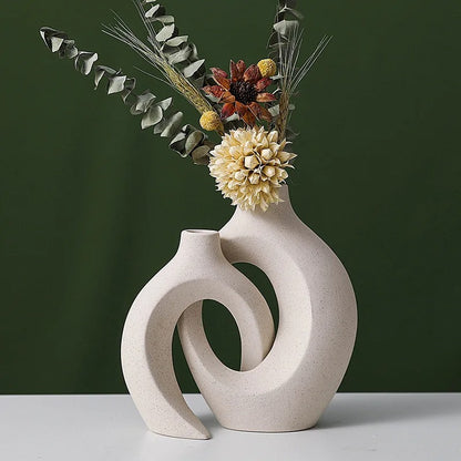 Nordic Hollow Case | Vase Set, Full Ceramic