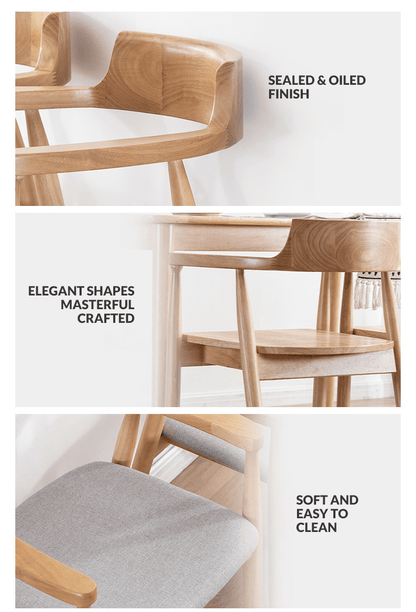 Elegant Nordic Dining Chair | Solid Beechwood | Hiroshima Chair - JUGLANA