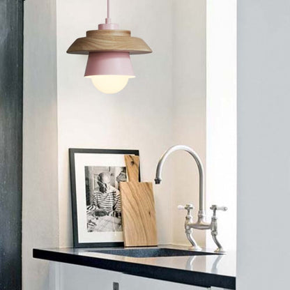 Nordic Mushroom Pendant Light | Metal & Wood