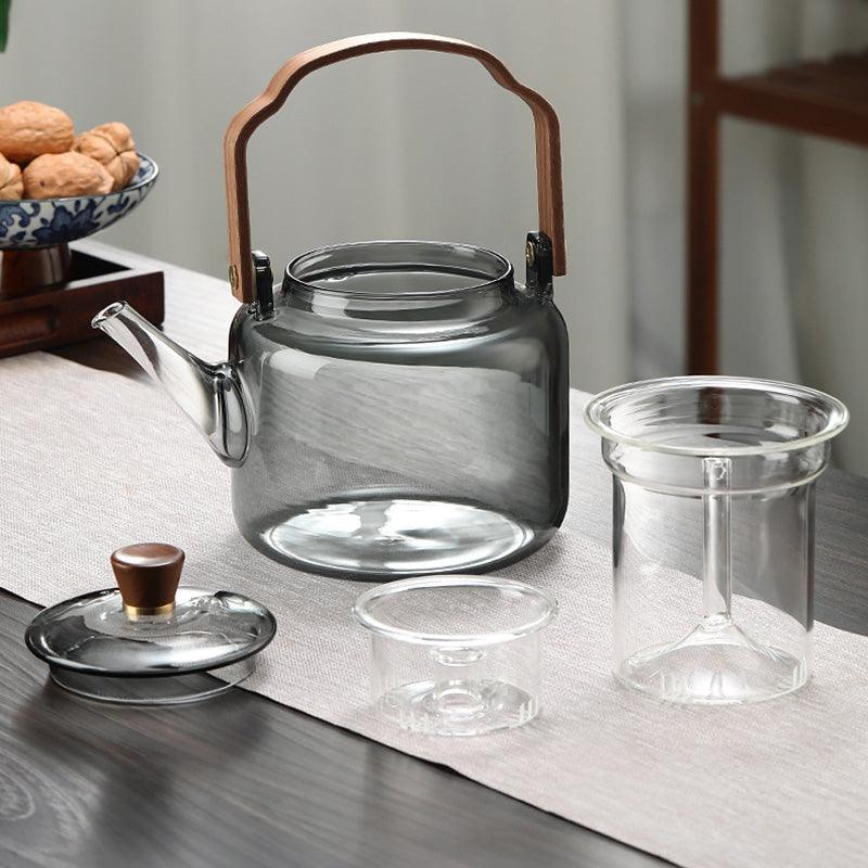 Grijzen Teapot | Wood & Glass, Tea Infuser - JUGLANA