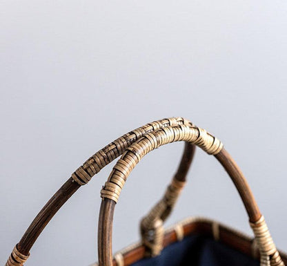 Handmade Japanese Bamboo Bag | Cotton Cloth | Outdoor, Picnic Bag - JUGLANA