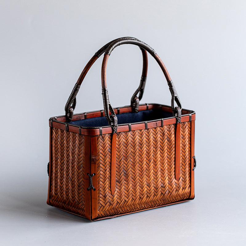 Handmade Japanese Bamboo Bag | Cotton Cloth | Outdoor, Picnic Bag - JUGLANA