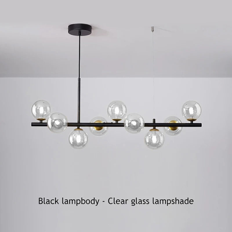 Horizontal Spheres Chandelier | Metal & Glass