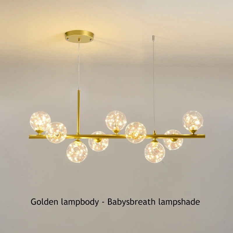 Horizontal Spheres Chandelier | Metal & Glass