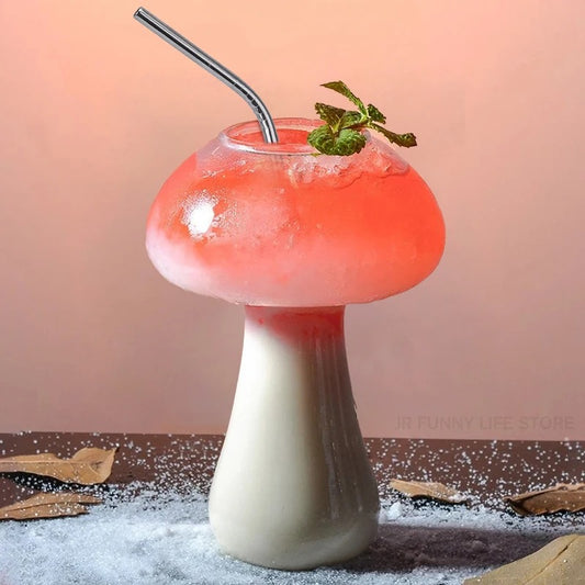 Mushroom Cocktail Glass | With Straw