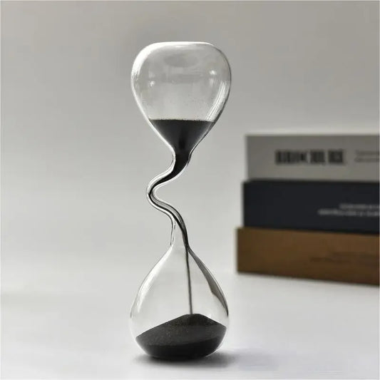 Curved Black Sand Hourglass | Glass