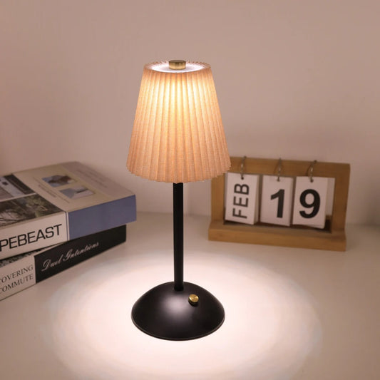 Nordic Pleated Table Lamp | Metal & Fabric