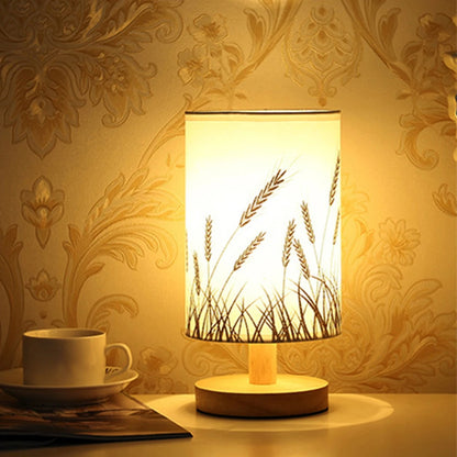 Nordic Printed Table Lamp | Wood & Linen