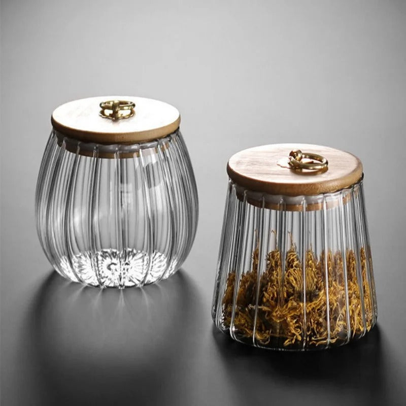 Relief Storage Container | Glass & Wood
