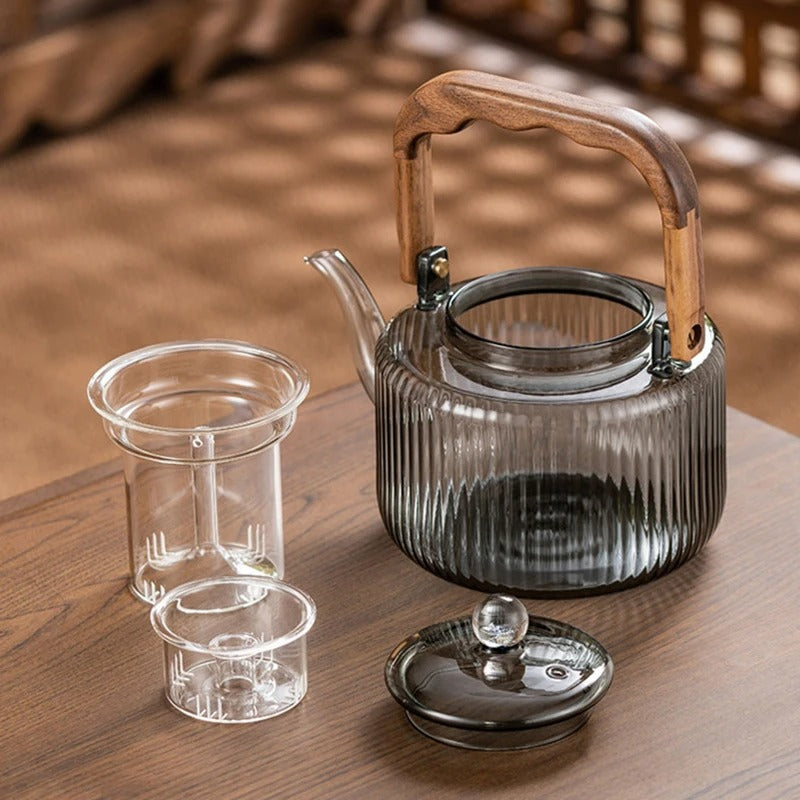 Tea Kettle | Glass & Wood