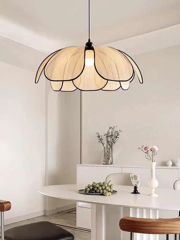 Vintage Lotus Esszimmerlampe | Handgewebt