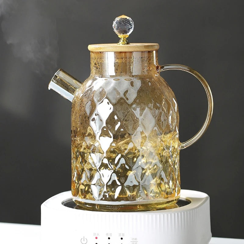 Classic Crystal Tea Kettle | Glass & Wood