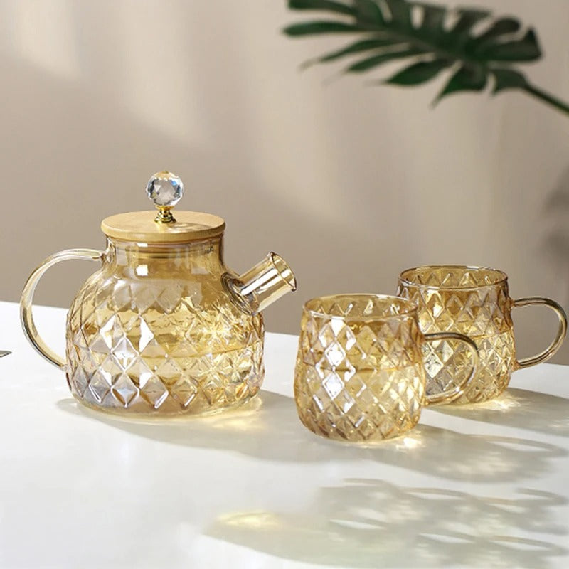 Classic Crystal Tea Kettle | Glass & Wood