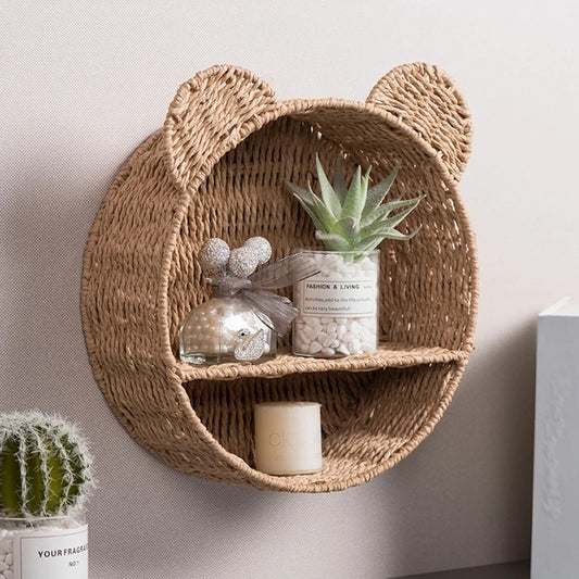 Animale Shape Wall Shelves | Natural Rattan