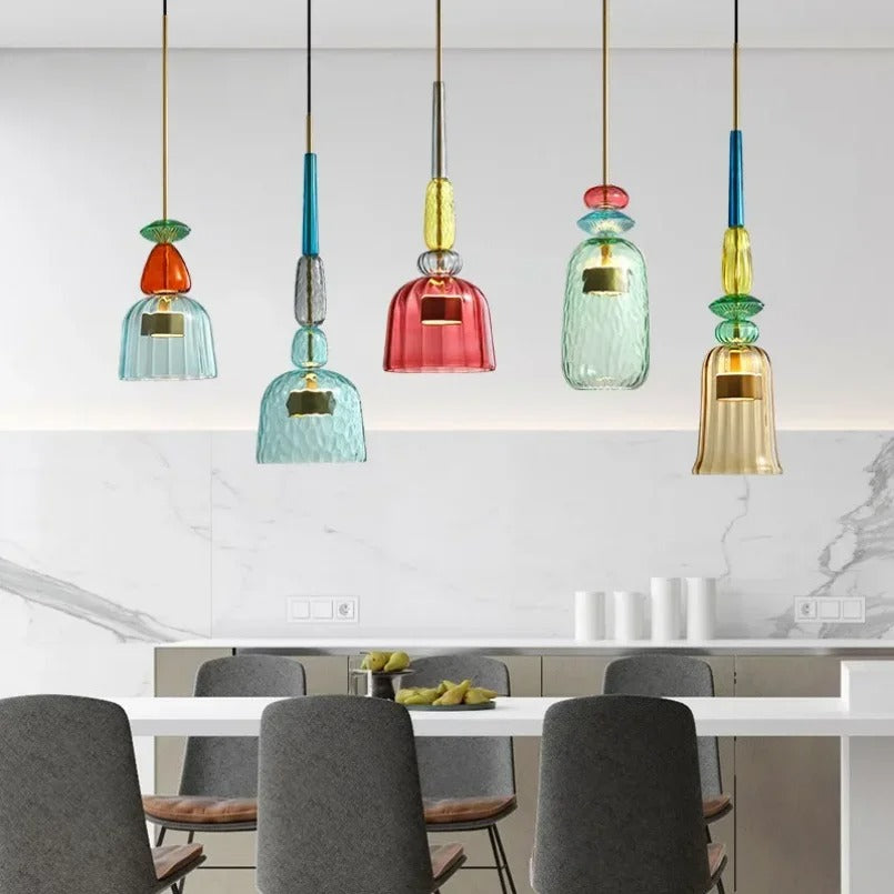 Colorful Spanish Pendant Lamp | Glass & Metal