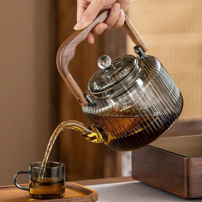 Tea Kettle | Glass & Wood