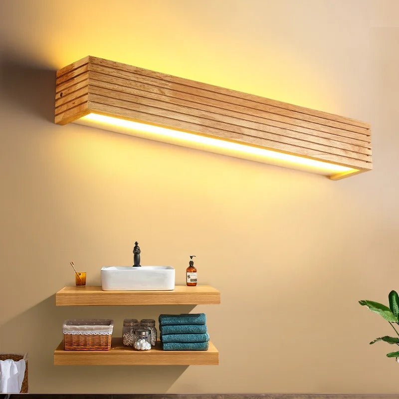 Moderne gangwandlamp | Volledig hout