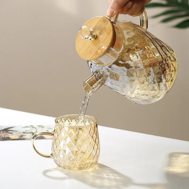 Classic Crystal Tea Kettle Glass Wood