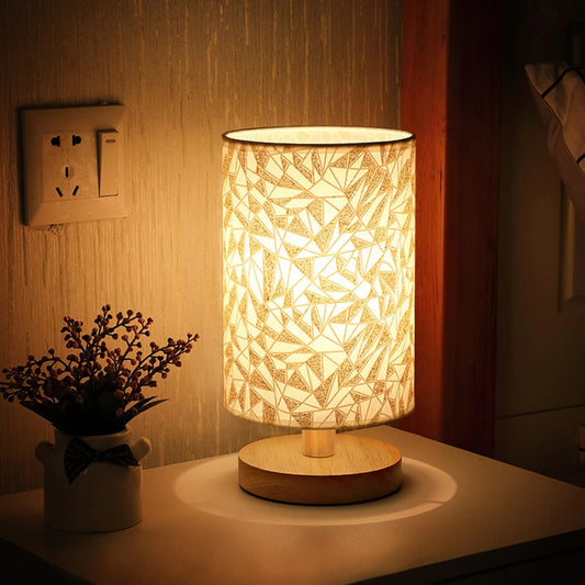 Nordic Printed Table Lamp | Wood & Linen