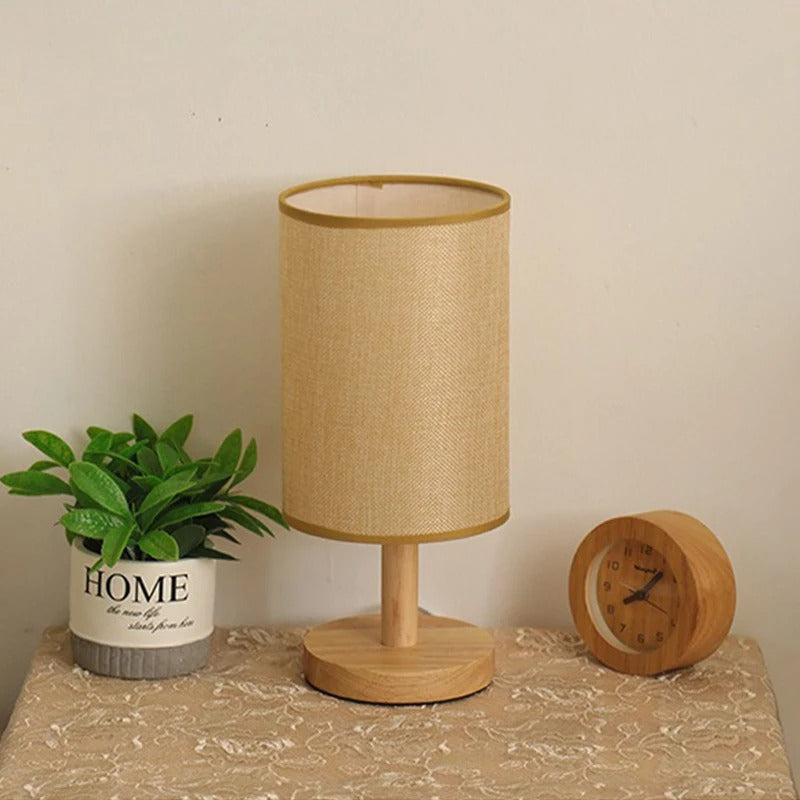 Nordic Natural Bedside Lamp | Wood & Linen