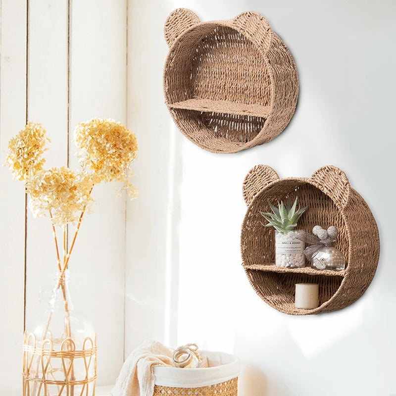 Animale Shape Wall Shelves | Natural Rattan