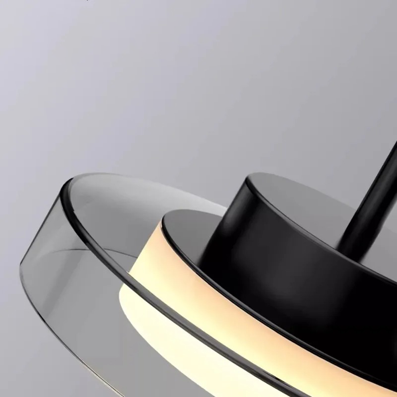 Lampe suspendue à disque moderne | Verre et fer