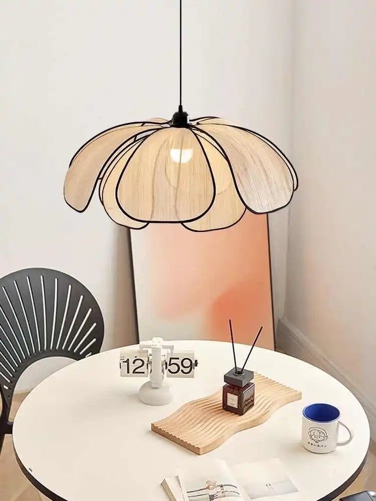 Vintage Lotus Esszimmerlampe | Handgewebt