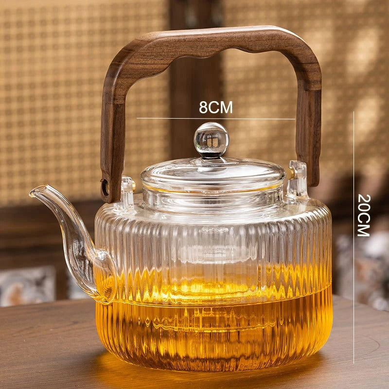 Tea Kettle | Glass & Wood