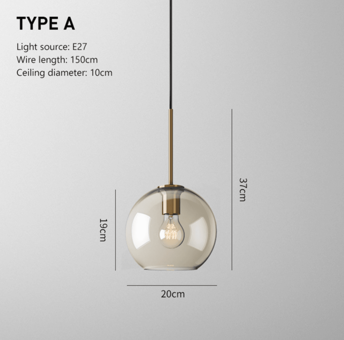 Modern Minimalistic Pendant Light | Brass & Glass - JUGLANA