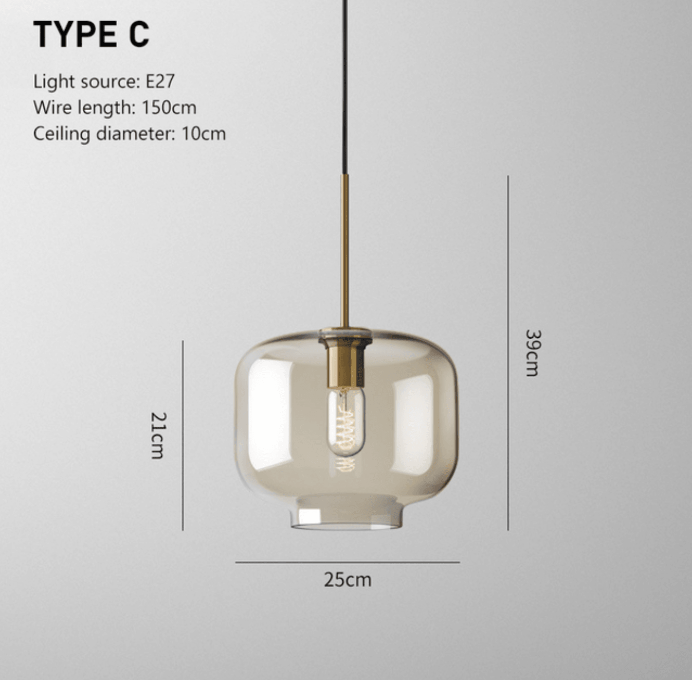 Modern Minimalistic Pendant Light | Brass & Glass - JUGLANA