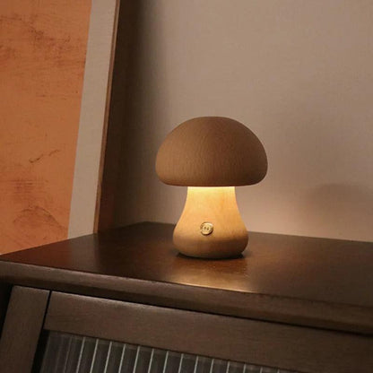 Natural Mushroom Table Lamp | Solid Wood - JUGLANA