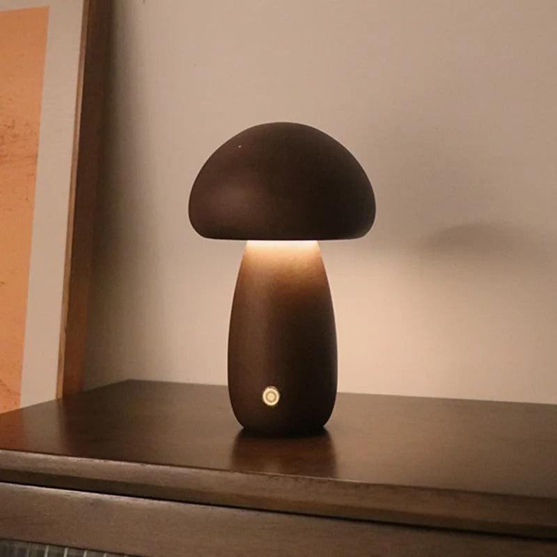 Natural Mushroom Table Lamp | Solid Wood - JUGLANA