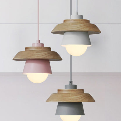 Nordic Mushroom Pendant Light | Metal & Wood