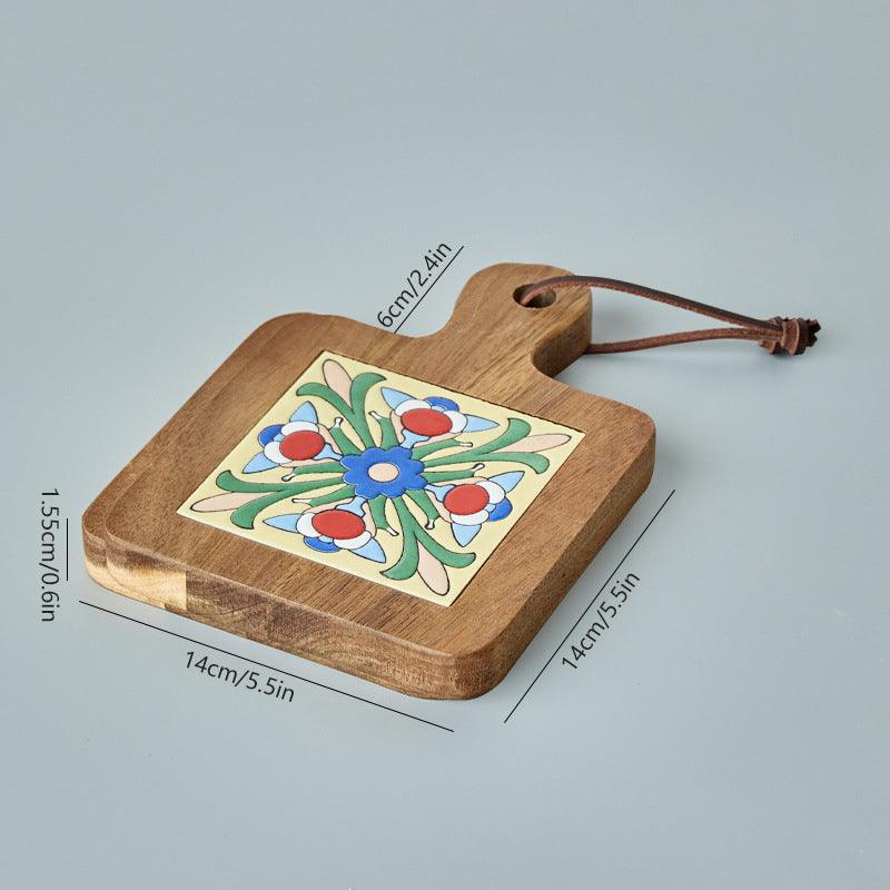 Rustic Coaster | Solid Wood & Ceramic Trivet - JUGLANA