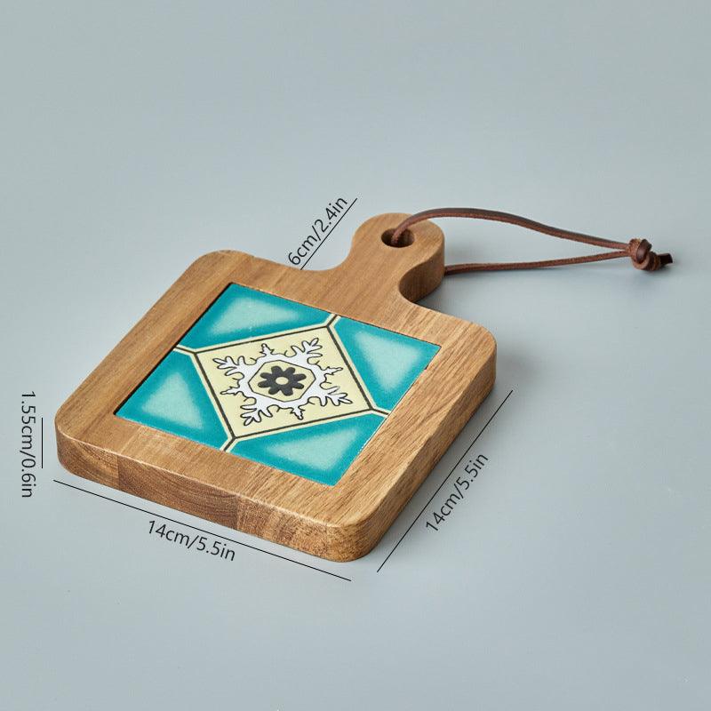 Rustic Coaster | Solid Wood & Ceramic Trivet - JUGLANA