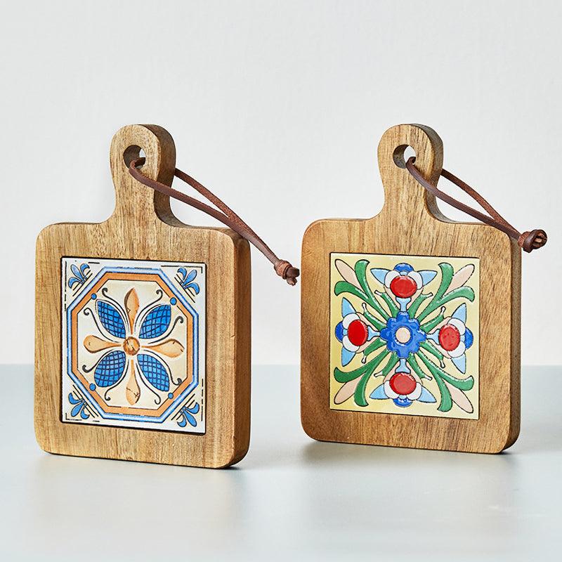 Rustic Coaster  Solid Wood & Ceramic Trivet – JUGLANA