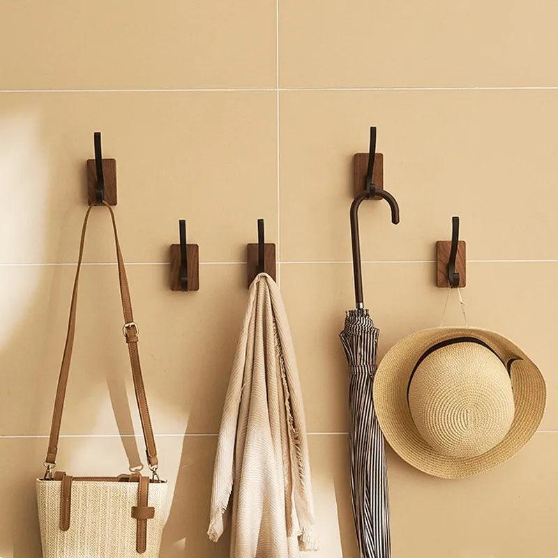 VALINK Self Adhesive Hooks Wooden Wall Hooks Adhesive Towel Coat