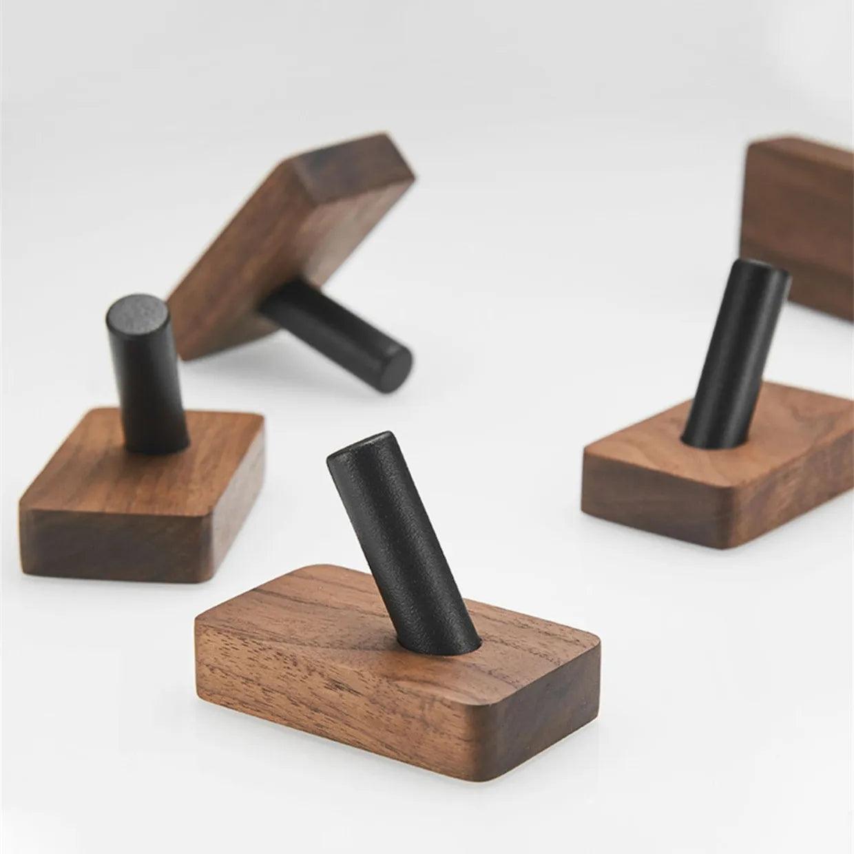 Self-adhesive Wood Hooks | Solid Wood, Walnut - JUGLANA