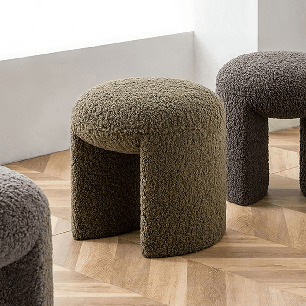 Soft Wool Optic Stool | Living Room, Dressing & Make-Up Area | Minimalistic Nordic Design - JUGLANA